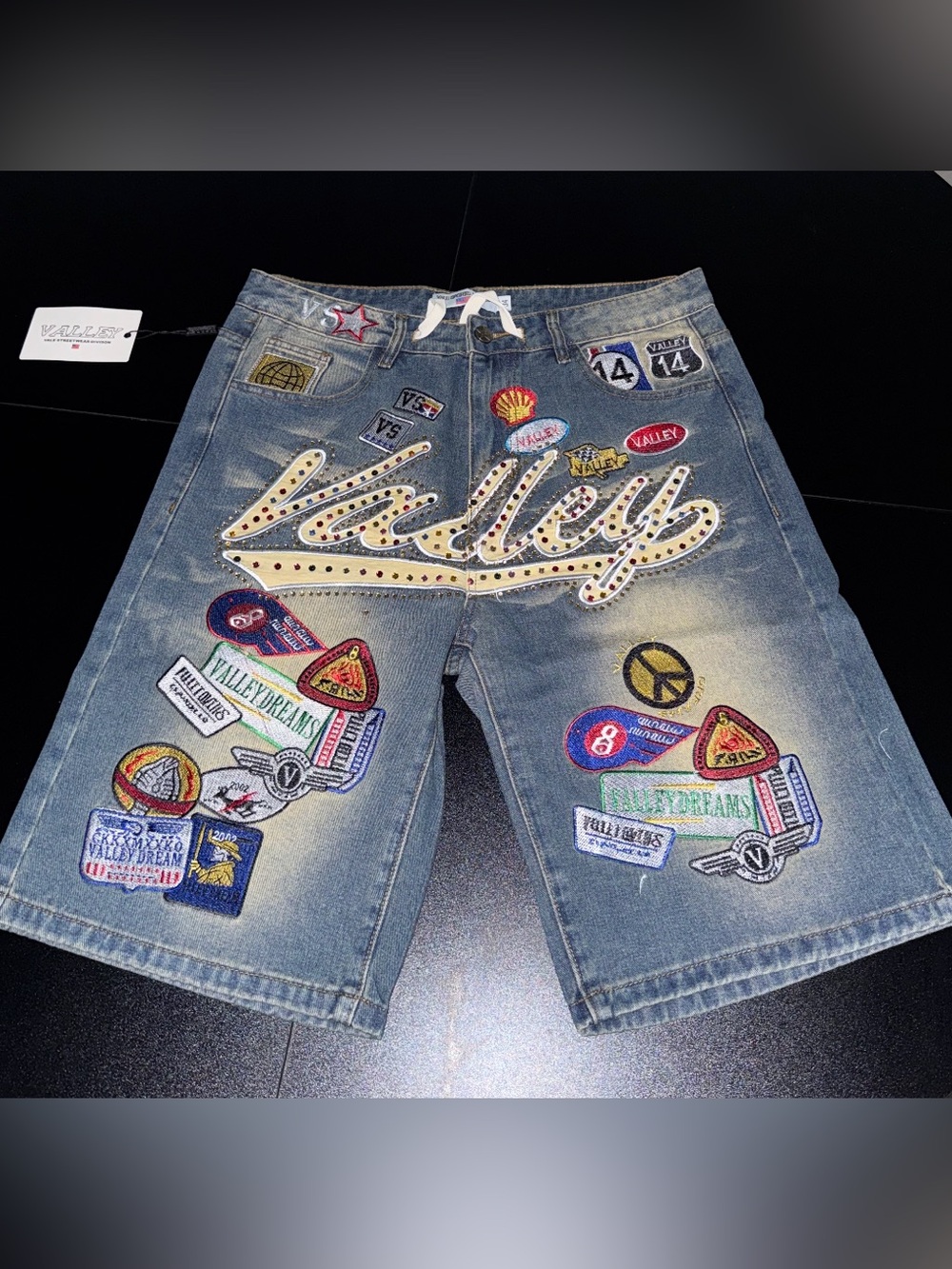 Valley Dreams Embroidered Denim Jean Shorts - Blue